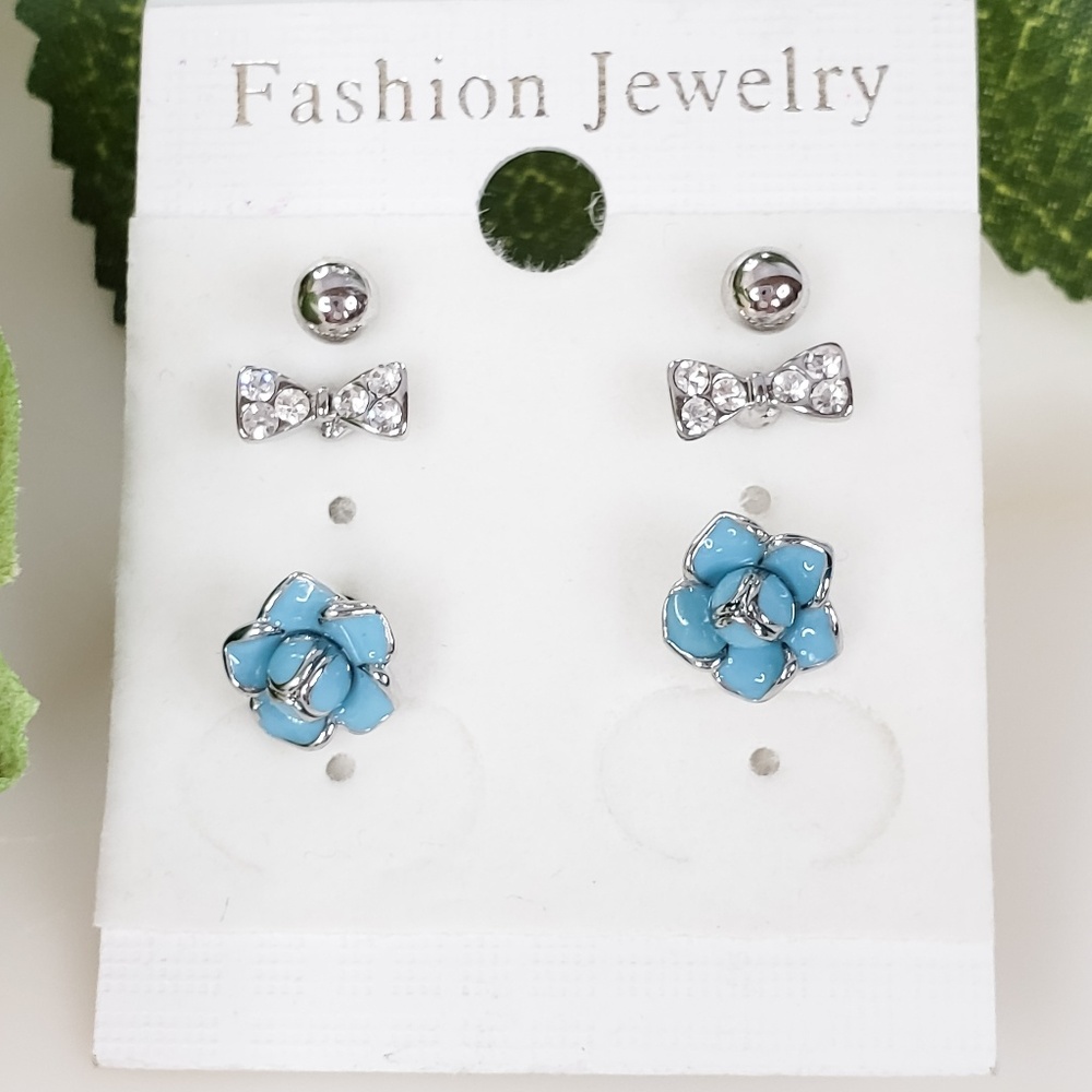 💫fashion jewelry gold plated earrings/set of 3